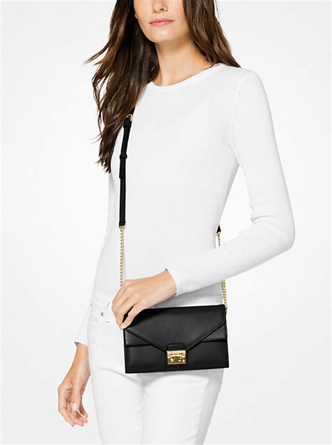 michael kors sloan color block leather chain wallet|Sloan Logo and Leather Chain Wallet .